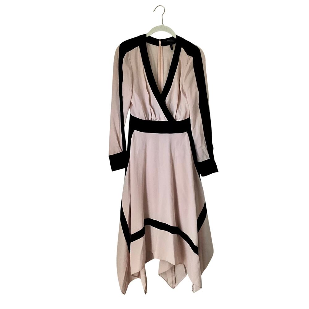 BCBGMaxazria Colorblock Wrap Dress: Modern